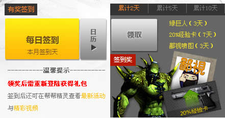 CF帮帮精灵每日签到活动 签到2,5,10天领取礼包等网址