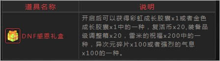 DNF感恩大回馈1.6亿经验大奉送DNF回归感恩礼盒和礼物活动