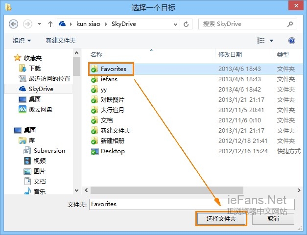 ѡSkydrive½Favoritesļ