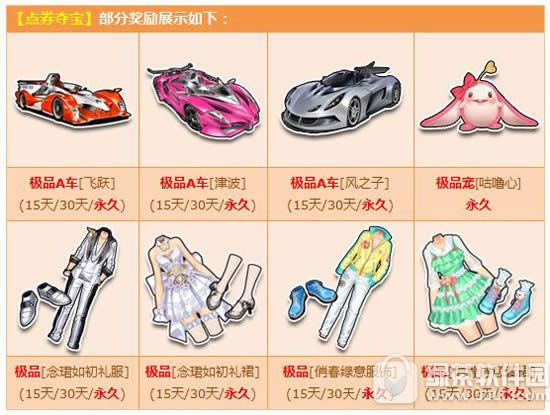 qq飞车点券夺宝有什么奖励 点券夺宝奖励一览1