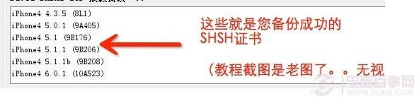备份SHSH成功提示