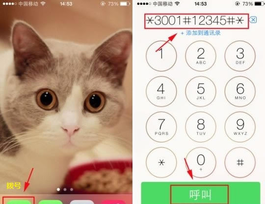 使用iPhone5s拨号*3001#12345#*