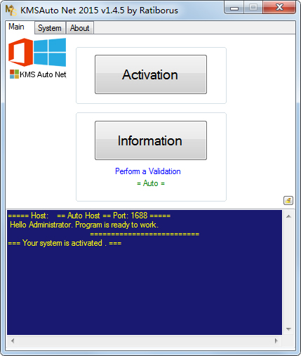 Win7激活工具(KMSAuto Net 2015) V1.4.5 英文绿色版