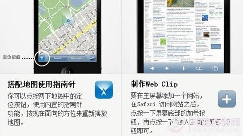 搭配地图使用指南针、制作Web Clip