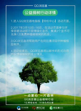 支付宝有蚂蚁森林 腾讯QQ浏览器也来玩种树了