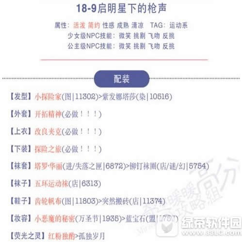 奇迹暖暖18-9怎么搭 18-9启明星下的枪声公主级高分搭配攻略1