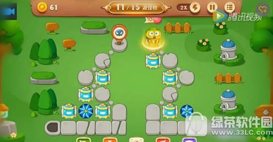 保卫萝卜3公园第11关布阵视频 公园11金萝卜通关攻略2