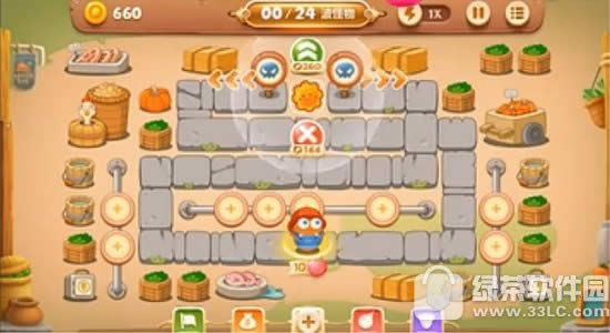 保卫萝卜3集市第3关金萝卜视频攻略 集市3通关方法1