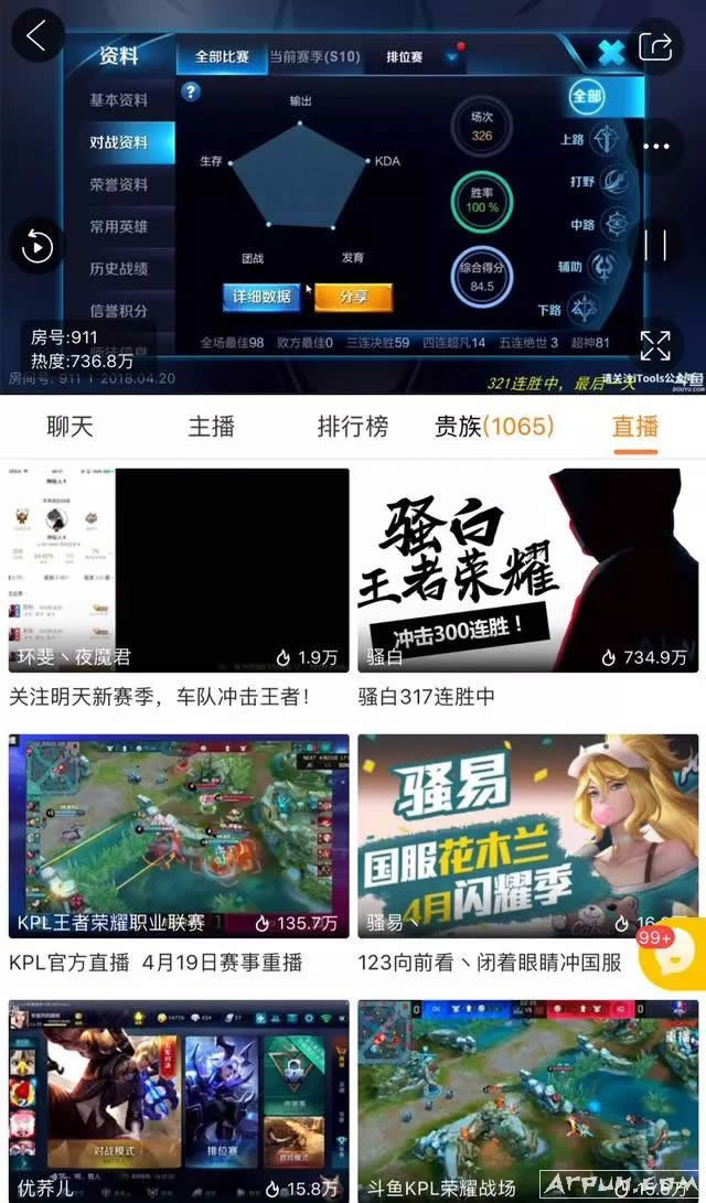 骚白玩王者荣耀玩到破世界记录:326连胜无人能敌